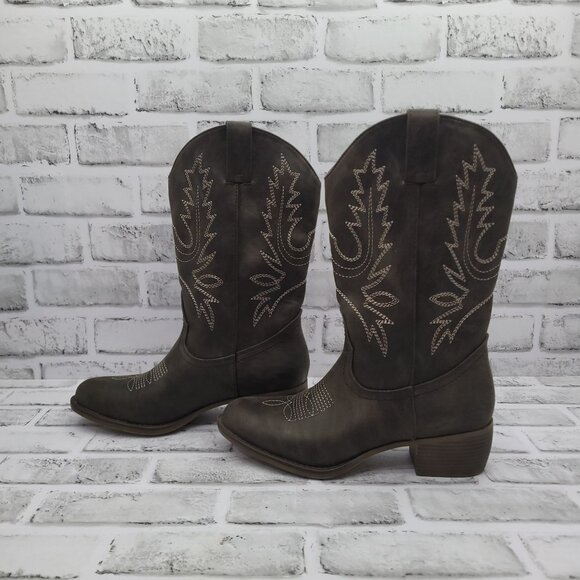 NWOB Xappeal Twain Cowgirl Western Boots Brown Faux Leather Women's 7.5 - Picture 3 of 8